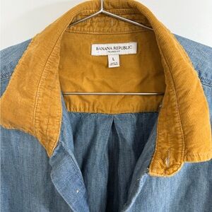 Banana Republic Blue Denim Jacket with Gold Collar